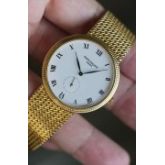 百达翡丽 3919J 18k黄金手工编织连体带 手动机械cal.215 PS机芯 动力44小时储备 日内瓦印记认证  巴黎钉饰表圈 尺寸34mm表径 罗马数字刻度 表带服帖舒适 全长19厘米 扣起来18-18.5可调  全原装完美品  整表近90克  类似款公价34万 这枚性价比很高