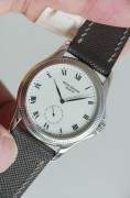 PATEK PHILIPPE 百达翡丽 5115G-001 大明火珐琅盘，奶白色表盘很耐看，18k白金材质，巴黎钉修饰表圈，35mm表径 完美品单表