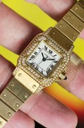 CARTIER 卡地亚山度士系列 自动机械表 18K黄金 表径24X35mm 腕周170左右 整表97克重 可以免费抛光到99新可以送礼
