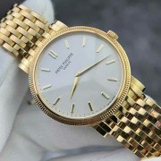 百达翡丽古典表系列5120/1J-001，18K黄金材质，表径35mm，巴黎钉饰表圈，银白色表盘，简洁大两针，透底自动机械，珍珠陀，公价318600，现货好价分享💰