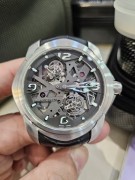 宝珀开创系列92322-34B39-55B腕表，双陀飞轮，全球限量50枚，PT950铂金材质，表径47mm，镂空表盘，顶级工艺卡罗素加陀飞轮双擒纵，透底手动机械，折叠扣，公价320万，现货好价