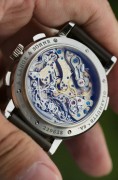 全套附件 原始品 朗格405.035 朗格大头 朗格萨克森系列 Datograph，41mm表径，铂金950材质，动储60小时，两眼计时，大日历窗日历，银白色两眼与黑盘形成完美撞色盘面，机芯设计错落有致，层峦叠嶂犹如一座微缩的城市，工价94万多，2017年原始品 全套附件 950铂金折叠扣