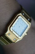 SANTOS DE CARTIER 卡地亚山度士2960  整表原钻  自动机械  大号 29X41mm表径  产于上世纪七十年代，钻刻鬼面，全18K金材质，腕周180mm，表节不够可以买，查码都对期，懂得来问，不多介绍。