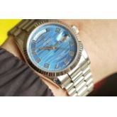 22年全套 ROLEX 劳力士DD 118239 水波纹蓝面 整表18K白金 36mm表径 整表重181克 自动机械 原始品99新 客户专柜购买 22年全套附件带发票 一手佩戴 原始品98新 这个盘面实物很好看