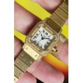 CARTIER 卡地亚山度士系列 自动机械表 18K黄金 表径24X35mm 腕周170左右 整表97克重 可以免费抛光到99新可以送礼