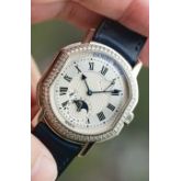 23年全套附件 DANIEL ROTH 丹尼尔·罗斯 368.X.60系列 表径38X41相当圆形40mm 手动机械表 18K白金 原镶钻石 月相功能 动能显示 原价50万左右  原始品99新 现在好价出