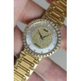 伯爵G0A09856  18k黄金 表径34mm 自动机械表  整表93克  表盘表盘原镶钻石  腕周190mm以内任意调节  原价50万左右 现在好价出