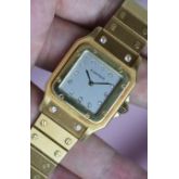 SANTOS DE CARTIER 卡地亚山度士2960  整表原钻  自动机械  大号 29X41mm表径  产于上世纪七十年代，钻刻鬼面，全18K金材质，腕周180mm，表节不够可以买，查码都对期，懂得来问，不多介绍。